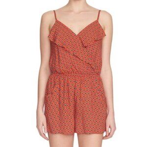 1.State - Fiesta Flutter Strappy Romper 8136910 | Size Small | Red Salsa Floral